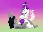  4:3 ahegao angel_(fallenbunbun) anthro black_hair bodily_fluids breasts cake_top canid canine duo female female_penetrated fox fur genitals girly grey_body grey_fur hair lagomorph looking_pleasured male male/female male_penetrating male_penetrating_female mammal nipples nude open_mouth penetration pussy sex simple_background vaginal vaginal_penetration 