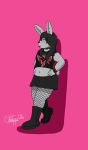  angel_(fallenbunbun) anthro cake_top choker clothing fishnet fishnet_legwear girly goth hi_res jewelry lagomorph legwear male mammal necklace offspring_(band) punk solo 