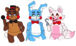  2015 alpha_channel animatronic anthro blue_body blue_eyes bow_tie brown_body buckteeth button_(fastener) canid canine clothing dipstick_tail e-c98 eye_contact five_nights_at_freddy&#039;s five_nights_at_freddy&#039;s_2 fox freckles girly green_eyes group guide_lines hat headgear headwear hook_hand lagomorph leporid lipstick long_ears looking_at_another looking_away machine makeup male mammal mangle_(fnaf) microphone multicolored_body multicolored_tail open_mouth open_smile rabbit red_cheeks robot sketch smile teeth toy_bonnie_(fnaf) toy_freddy_(fnaf) trio ursid ursine video_games white_body wire yellow_eyes 