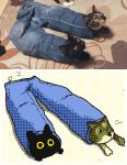  ambiguous_gender animated black_body black_ears black_fur blue_bottomwear blue_clothing blue_pants bottomwear clothing denim denim_clothing domestic_cat duo felid feline felis feral fur jeans keke_(artist) looking_up low_res mammal pants short_playtime 