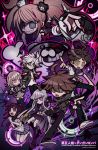  3boys 4girls absurdres ahoge bandaged_leg bandages bandaid bandaid_on_knee bandaid_on_leg bangs black-gloves black_jacket black_legwear black_pants black_skirt blue_eyes boots brown_hair button_eyes coat commentary_request danganronpa:_trigger_happy_havoc danganronpa_(series) danganronpa_2:_goodbye_despair enoshima_junko gradient_hair green_coat green_hoodie grey_hair grin hair_ornament hairclip hand_on_own_chin hands_clasped hands_up highres hinata_hajime holding hood hood_down hooded_jacket hoodie identity_v jacket karabako kirigiri_kyouko komaeda_nagito light_brown_hair long_hair long_sleeves miniskirt monokuma multicolored_hair multiple_boys multiple_girls naegi_makoto nanami_chiaki neck_ribbon necktie open_mouth own_hands_together pants pink_hair pink_ribbon pleated_skirt pointing pointing_at_viewer print_shirt purple_hair red_nails ribbon school_uniform shirt shirt_tucked_in short_hair short_sleeves skirt smile syringe thighhighs thumbs_up tsumiki_mikan twintails white_shirt yellow_eyes zettai_ryouiki 