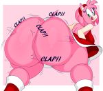  amy_rose anthro bent_over big_breasts big_butt bottomless breasts butt clothed clothing denizen1414 eulipotyphlan female fur green_eyes hedgehog hi_res huge_butt looking_back mammal partially_clothed pink_body pink_fur presenting presenting_hindquarters rear_view simple_background smile solo sonic_the_hedgehog_(series) tongue tongue_out video_games 