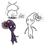  ambiguous_gender elemental_creature flora_fauna fungus gas group line_art mushroom mushroom_cap mushroom_pikmin nintendo pikmin pikmin_(species) pinyaps plant puffstool purple_body sad_eyes simple_background video_games white_background 