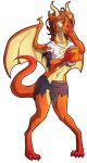  absurd_res after_transformation anthro clothing digitigrade dragon edit female hand_on_snout hi_res office_clothing scalie scissorsrunner solo torn_clothing western_dragon 