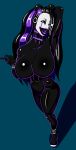  absurd_res alcatras45 anthro big_breasts big_butt breasts butt clothing female five_nights_at_freddy&#039;s five_nights_at_freddy&#039;s_2 hair hi_res humanoid looking_at_viewer machine mammal margarett marionette_(fnaf) puppet_(fnaf) purple_eyes purple_hair robot simple_background smile solo video_games 