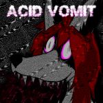  1:1 absurd_res album_cover alien anthro blood bodily_fluids canid canine canis cover creepy deity digital_media_(artwork) english_text female fluffy_ears fur glowing glowing_eyes hair hi_res hylnabasespeedcore inner_ear_fluff juxicl_hylna_(hylnabase) long_hair mammal open_mouth promotional_art red_hair sharp_teeth smile solo teeth text tuft vomit vomiting_blood vyriix 