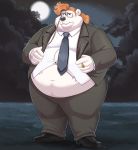  allister_carver anthro belly clothing dusk_acres eyewear glasses hair hi_res male mammal navel necktie overweight overweight_anthro overweight_male polar_bear red_hair solo suit thebluebear27 ursid ursine wardrobe_malfunction 