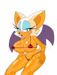  anthro big_breasts bikini breasts chiropteran clothed clothing colored female hi_res mammal membrane_(anatomy) membranous_wings nipples rouge_the_bat skimpy solo sonic_the_hedgehog_(series) superbunnygt swimwear wings 