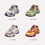  character_print chatea commentary_request duraludon flygon gen_3_pokemon gen_6_pokemon gen_7_pokemon gen_8_pokemon goodra highres korean_commentary no_humans number pokemon shoelaces shoes simple_background sneakers turtonator white_background 
