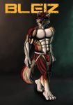  absurd_res anthro bleiz bulge canid canine canis clothing half_naked hi_res jockstrap male mammal muscular muscular_anthro muscular_male science_fiction silverferak solo underwear wolf 
