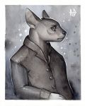  2020 andyd black_nose canid canine clothed clothing hi_res mammal solo traditional_media_(artwork) 