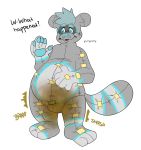  absurd_res animate_inanimate anthro blue_hair confusion diaper diaper_creature dirty fart feces grumpycoony hair hi_res male messing ollie_(grumpycoony) overweight overweight_anthro overweight_male plushie scat slightly_chubby smelly soiling solo surprise thick_tail transformation 