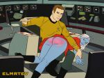  alien andorian bite biting_lip blue_body blue_skin brown_hair clothed clothing duo elmrtev female hair human interspecies james_t._kirk male male/female mammal no_underwear small_white_dick spanking star_trek star_trek:_the_animated_series white_boi white_hair 