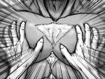  1boy abs bara chest_hair close-up furry grabbing greyscale groping highres labcoat male_focus monochrome muscle pectoral_focus pectoral_grab pectorals pxrotsw shennong_(tokyo_houkago_summoners) shirt solo_focus tokyo_houkago_summoners torn_clothes torn_shirt 