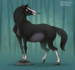  bamboo bamboo_stick bamboo_tree digital_media_(artwork) disney equid equine feral forest fur hair horse jenery jungle khan_(mulan) male mammal mulan_(copyright) mulan_(disney) plant pose rock simple_background solo standing tree 