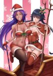  bleach breast_envy breasts christmas dark_skin hat highres large_breasts looking_at_viewer sakuya_(liao_kj) santa_costume santa_hat shihouin_yoruichi small_breasts sui-feng tan wife_and_wife 