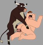  anal bestiality bovid bovine breeding_bull cattle duo family_guy feral hi_res human hybrid iyumiblue male male/male mammal peter_griffin sex smile 