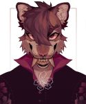  abella_mf_spirit anthro bust_portrait fangs felid female flower gaze halloween hibiscus holidays machairodontine mammal piercing plant portrait sabertooth_(anatomy) scarsji scary solo 