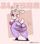  anthro big_breasts big_butt bimbo_deer breasts butt cervid english_text female hi_res huge_butt joaoppereiraus looking_back mammal one_eye_closed solo text thick_thighs tongue tongue_out wink 