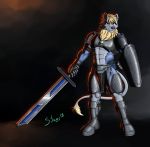  absurd_res anthro armor canid canine canis fantasy felid hi_res lion male mammal melee_weapon muscular muscular_anthro muscular_male pantherine shield silverferak solo sword weapon wolf wolf/lion zeric 