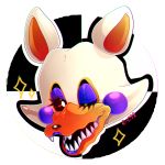  1:1 2016 alpha_channel animatronic anthro canid canine detailed_background e-c98 five_nights_at_freddy&#039;s five_nights_at_freddy&#039;s_world fox headshot_portrait lipstick lolbit_(fnaf) looking_aside machine makeup male mammal one_eye_closed open_mouth open_smile portrait purple_cheeks robot sharp_teeth sister_location smile solo sparkles teeth video_games white_body white_eyes wink 