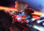  1boy blonde_hair blue_eyes dark fuwamoko_momen_toufu highres holding holding_sword holding_weapon hood hood_down male_focus monado monado_rex short_hair shulk_(xenoblade) solo sword upper_body weapon xenoblade_chronicles xenoblade_chronicles:_future_connected xenoblade_chronicles_(series) 