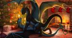  2020 ambiguous/ambiguous ambiguous_gender claws digital_media_(artwork) dragon duo feral fire hi_res horn kenox lying membrane_(anatomy) membranous_wings on_back scales scalie spines standing vibrato western_dragon wings wrappedvi 