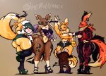  absurd_res anthro big_breasts big_butt breasts butt clothing clothing_pull digimon digimon_(species) ear_piercing ear_ring female group hi_res legwear panties panty_pull piercing plantigrade renamon thigh_highs underwear underwear_pull wide_hips wolflance 