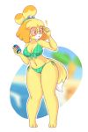  ! absurd_res animal_crossing anthro beach bikini breasts canid canine canis cleavage clothed clothing domestic_dog eyewear female glasses hi_res isabelle_(animal_crossing) mammal navel nintendo pepsi seaside simple_background solo swimwear tinted_glasses venky video_games 