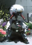  borrowed_character flower highres holding holding_watering_can kusami_toka_naku_au no_humans original pink_flower purple_flower red_flower robot science_fiction solo standing watering watering_can white_flower 