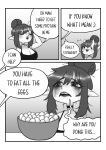  absurd_res bodily_fluids breasts comic crying egg english_text female greyscale hi_res meme monochrome peachkuns tears text 