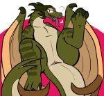  alpha_channel animal_genitalia blush bodily_fluids cloaca dragon female feral genital_fluids genitals hi_res horizontal_cloaca inviting lying nude on_back reptile scalie selara solo tong tongue tongue_out trout_(artist) wyvern 