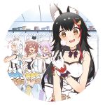  absurdres animal_ears cat_ears cat_girl dog_ears fox_ears fox_girl fox_tail gloves highres hololive hololive_gamers idol_clothes inugami_korone nekomata_okayu ookami_mio shirakami_fubuki tail tsukino_(nakajimaseiki) virtual_youtuber wolf_ears wolf_girl 