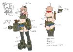  1girl american_flag american_flag_print ass bandana barrel belt blonde_hair blue_eyes blush boots breasts camera cannon character_sheet controller denim denim_shorts elbow_gloves eyebrows_visible_through_hair flag_print gloves ground_vehicle joystick large_breasts m3_lee mc_axis mecha_musume midriff mikoyan military military_vehicle motor_vehicle navel shorts smile solo star_(symbol) tank tank_top thighhighs thighs turret v white_background 