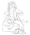  anthro barefoot black_and_white bulge canid canine canis clothing dreadlocks male mammal monochrome my_pocket patterned_shirt shirt simple_background sitting sketch solo speedo swimwear teeth_showing thegreatmatsutzu tongue tongue_out topwear unbuttoned_shirt white_background wolf wolf_man 