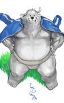  2016 absurd_res anthro belly black_nose canid canine canis domestic_dog fur hi_res humanoid_hands japanese_text kemono kita_9999 male mammal overweight overweight_anthro overweight_male solo sumo text white_body white_fur 