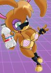  absurd_res anthro archie_comics bikini bunnie_rabbot clothing crystal_pepsi eyewear female green_eyes grid hi_res leather leggings legwear mobian_monster solo sonic_the_hedgehog_(archie) sonic_the_hedgehog_(comics) sonic_the_hedgehog_(series) sunglasses swimwear vaporwave 