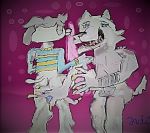  ambiguous_gender andromorph annoying_dog_(undertale) anthro canid canine canis couplecute doggo domestic_dog duo female intersex low_res male male/female mammal pomeranian romantic_couple spitz squirtedsea809 tobyfox undertale video_games 