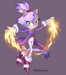  2019 anthro blaze_the_cat clothing elemental_manipulation felid feline female fire fire_manipulation footwear fur gloves hair handwear hi_res mammal nitroneato ponytail signature simple_background solo sonic_the_hedgehog_(series) video_games yellow_eyes 