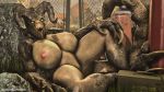  16:9 2020 3d_(artwork) ammo_box anthro bethesda_softworks big_breasts breasts claws darkflash23 deathclaw digital_media_(artwork) fallout female genitals hand_on_knee hand_on_leg hi_res horn looking_at_viewer lying nipple_piercing nipples nude piercing pussy scalie solo thick_thighs tongue tongue_out video_games widescreen yellow_eyes 