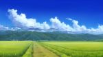  cloud commentary day highres karanagi mountain mountainous_horizon no_humans original outdoors path rice_paddy scenery 
