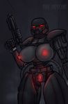  2020 berrythelothcat big_breasts breasts dark_trooper droid erect_nipples female front_view genitals glowing glowing_genitalia glowing_nipples glowing_pussy gun hi_res holding_gun holding_object holding_weapon humanoid machine nipples not_furry portrait pussy ranged_weapon red_eyes robot robot_humanoid solo standing star_wars the_mandalorian three-quarter_portrait weapon 