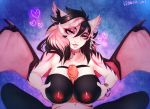 2018 anthro bat_wings big_breasts breasts digital_media_(artwork) duo erection female genitals hair leonifa looking_at_viewer male male/female membrane_(anatomy) membranous_wings nipples nude penis sex smile titfuck tongue tongue_out wings 