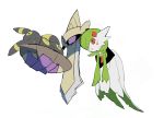  1girl aegislash apios1 bangs black_sclera blush_stickers bob_cut carrying closed_eyes closed_mouth colored_skin commentary_request drooling fireman&#039;s_carry flat_chest floating flower full_body gardevoir gen_2_pokemon gen_3_pokemon gen_6_pokemon green_hair green_skin hair_flower hair_ornament hair_over_one_eye happy lying multicolored multicolored_skin on_side one-eyed open_mouth pokemon pokemon_(creature) purple_eyes red_eyes red_flower saliva shield short_hair sketch sleeping smile sword two-tone_skin umbreon weapon white_skin 