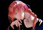  black braids chainsaw_man choker close long_hair makima_(chainsaw_man) pink_hair ponytail sketch tidsean yellow_eyes 