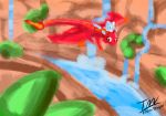  2020 absurd_res blue_body blue_eyes dragon flying hi_res leo_(prate) outside plant prate pyphro_(prate) red_body red_eyes scalie shrub signature water waterfall western_dragon wings 
