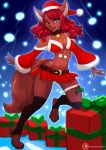  anthro asheraart canid canine christmas christmas_clothing clothing female fox hi_res holidays mammal pinup pose solo text url x-mas 