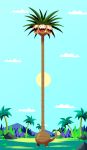  :d alolan_exeggutor alolan_form blue_sky claws cloud commentary creature day english_commentary fangs full_body gen_7_pokemon grass julesdrawz looking_at_viewer no_humans open_mouth outdoors palm_tree pokemon pokemon_(creature) rock sky smile solo standing sun tree 