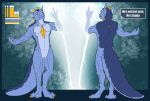  2018 3_toes 5_fingers abstract_background anthro blue_body claws countershade_torso countershading dragon english_text faas featureless_crotch fingers flat_colors humanoid_hands lex_(clawbert) lightning male model_sheet nipples raised_finger solo standing text toes yellow_claws 