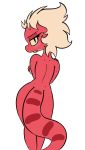  amphibia_(series) amphibian anthro blonde_hair breasts disney female hair hi_res larrykitty newt red_body salamander_(amphibian) simple_background solo yunnan 